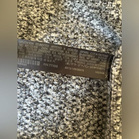 Zara black & white open jacket faux leather trim pockets size S 6873/129/064/S - Picture 6 of 12